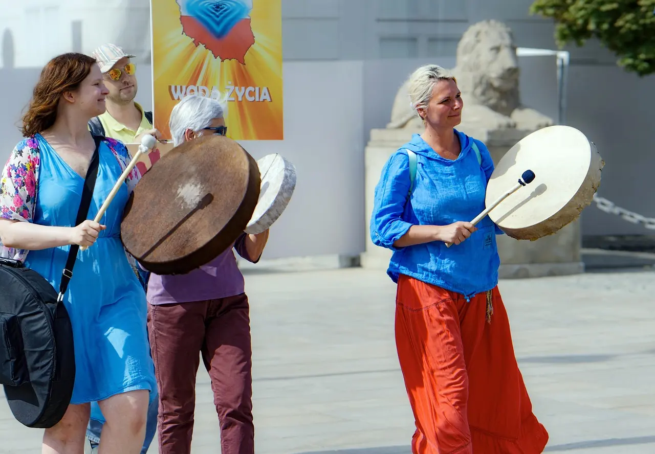 people women parade event joy drums street urban holiday